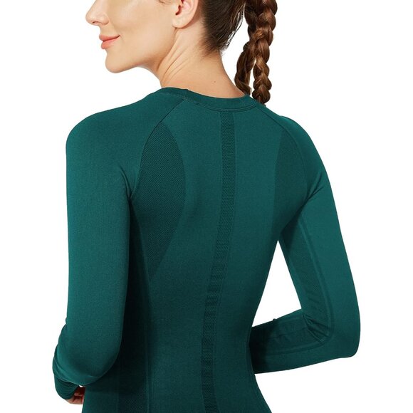 Women’s Long Sleeve Workout Top Seamless Quick Dry Breathable Fitness Shirt - Picture 3 of 5